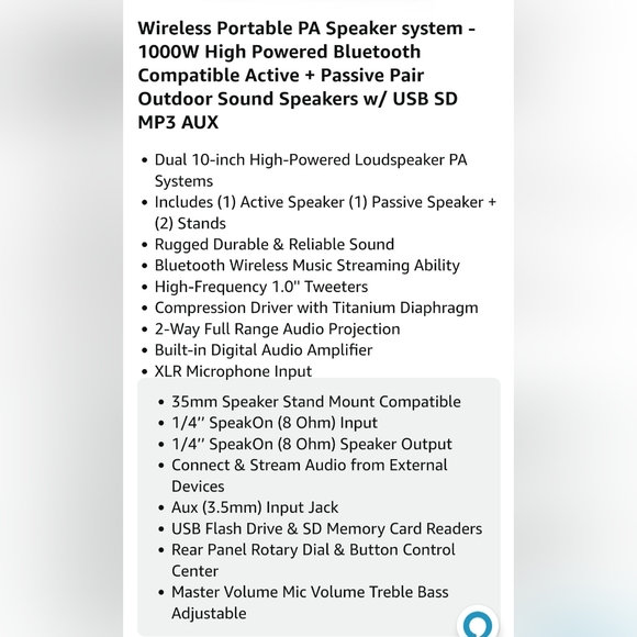 Set of PA speakers with stands and mic - Picture 8 of 10